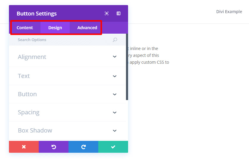 Divi interface image