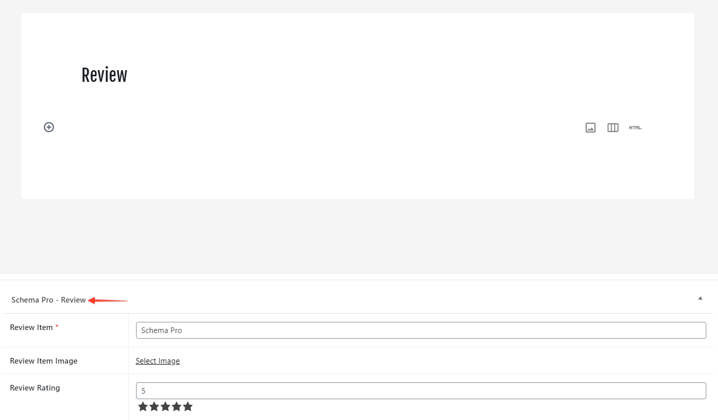 Adding review schema using Schema Pro