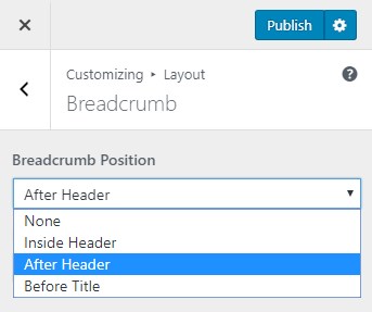 Astra Breadcrumb settings