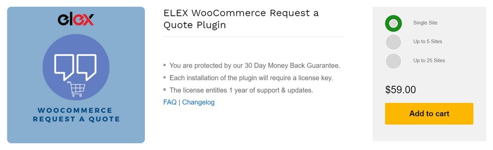 Elex WooCommerce Request a Quote plugin