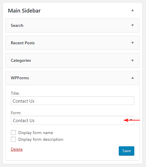 Adding form in Sidebar