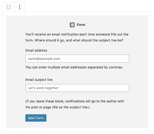 Jetpack forms settings