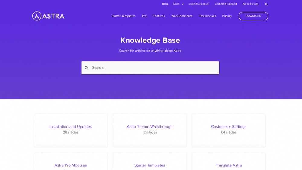 Astra knowledge base