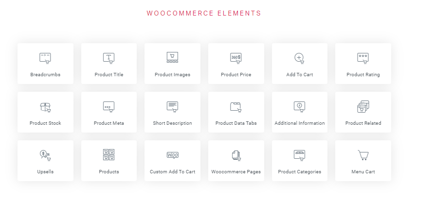 elementor woocommerce elements list