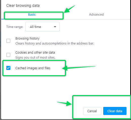 Clear browsing data settings on Opera browser