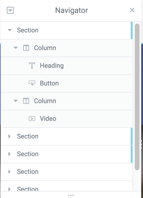 elementor navigator section