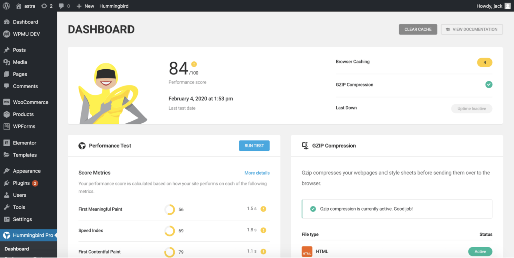 hummingbird performance reports dashboard