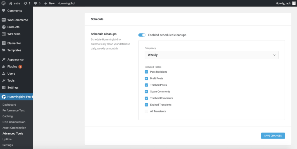 scheduled database optimizations on hummingbird