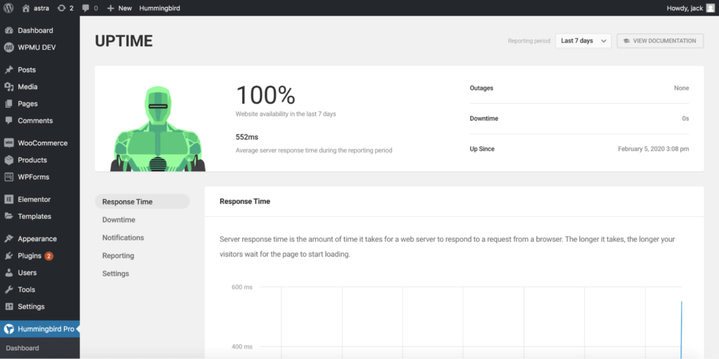 hummingbird uptime monitor