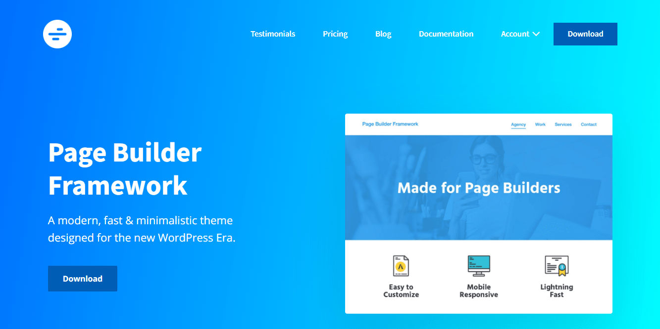 Page Builder Framework theme homepage screenshot