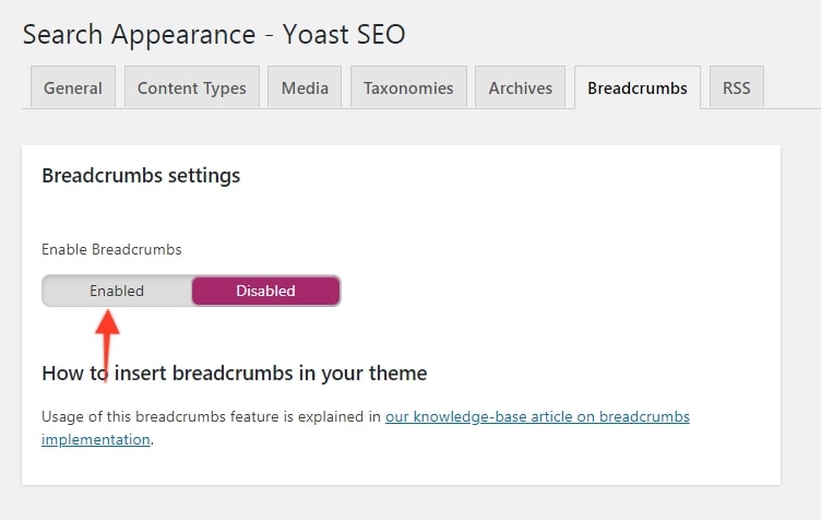 Breadcrumbs Setting Enable - Yoast SEO