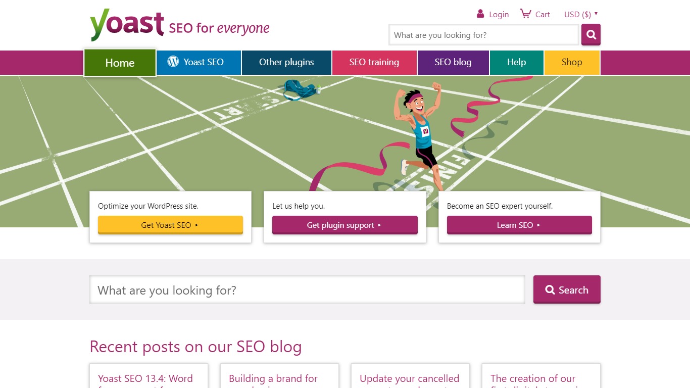 Yoast SEO homepage screenshot