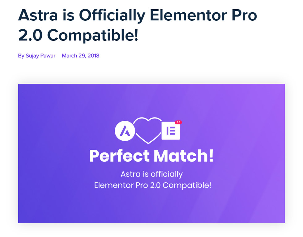 Compatibility of Astra and Elementor