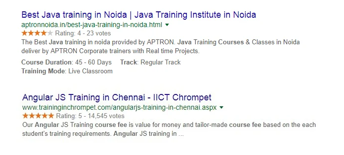 Course rich snippets sample