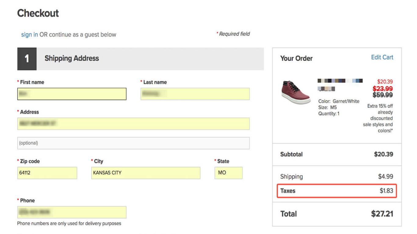 Display additional taxes image