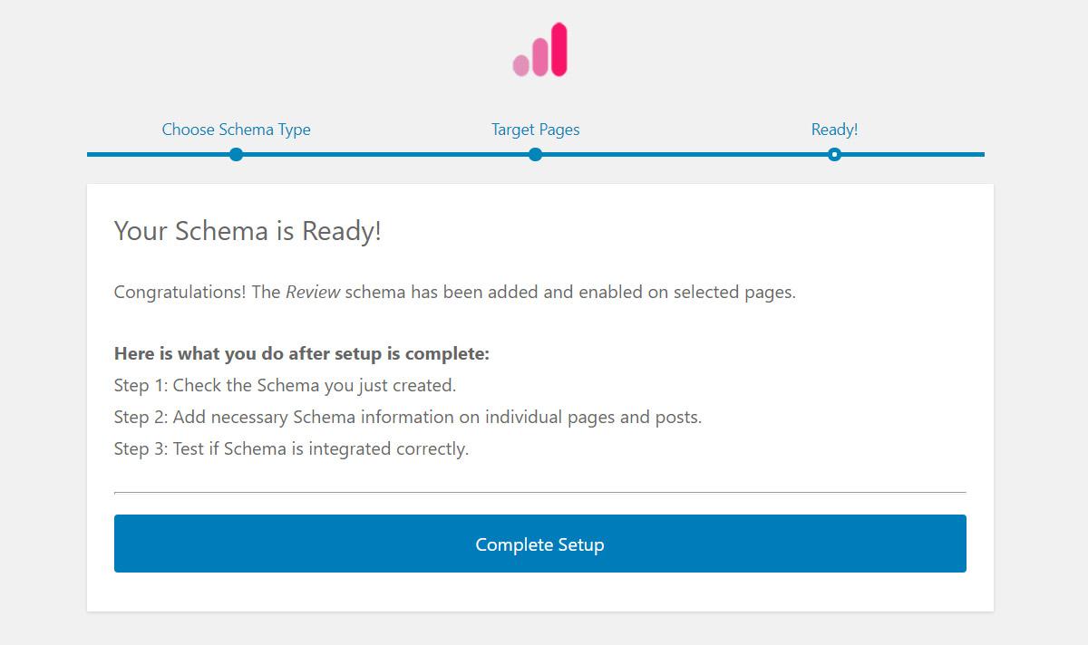 Completed schema setup