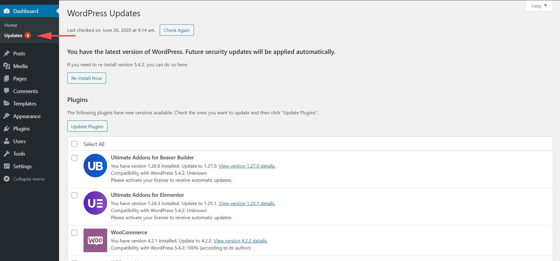 Image about WordPress update