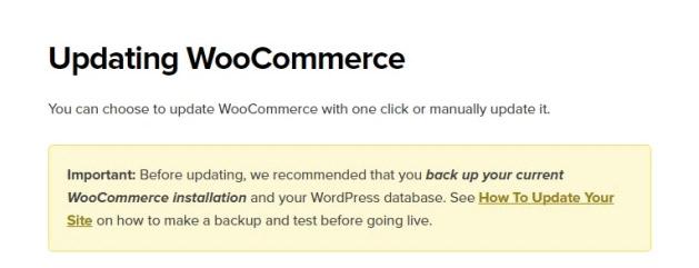 Updating WooCommerce