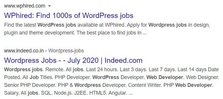 WordPress jobs snippets