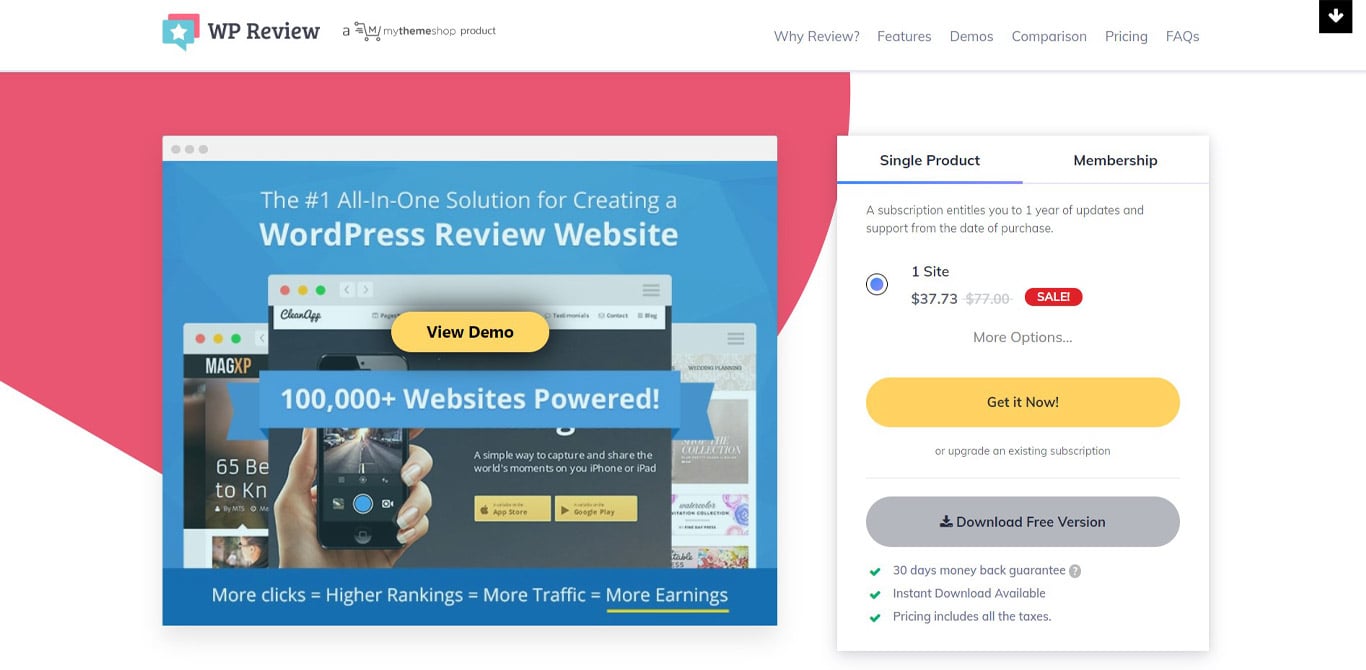 WP Review Pro site