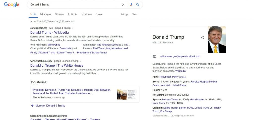 Voice search for Trump