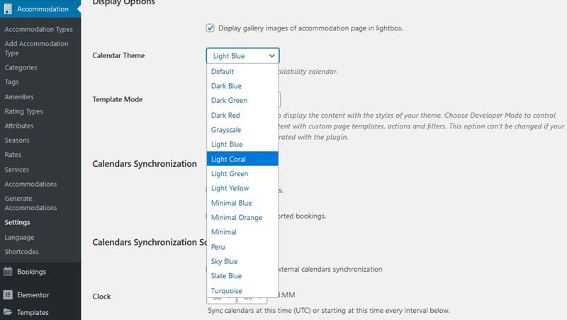 Calendar color scheme options