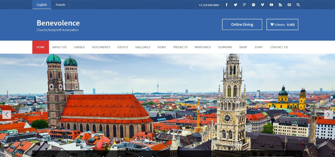 Benevolence church nonprofit wordpress demo site