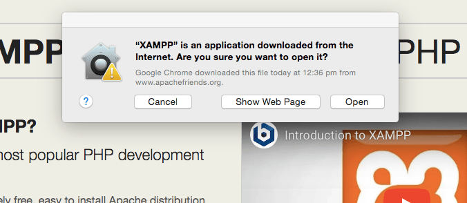 Open xampp installation on Mac