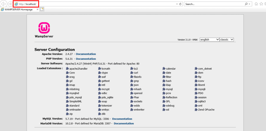 WAMP localhost