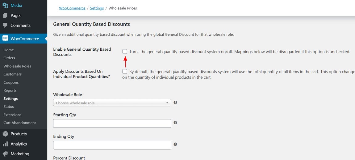 Woocommerce general quantity based discount