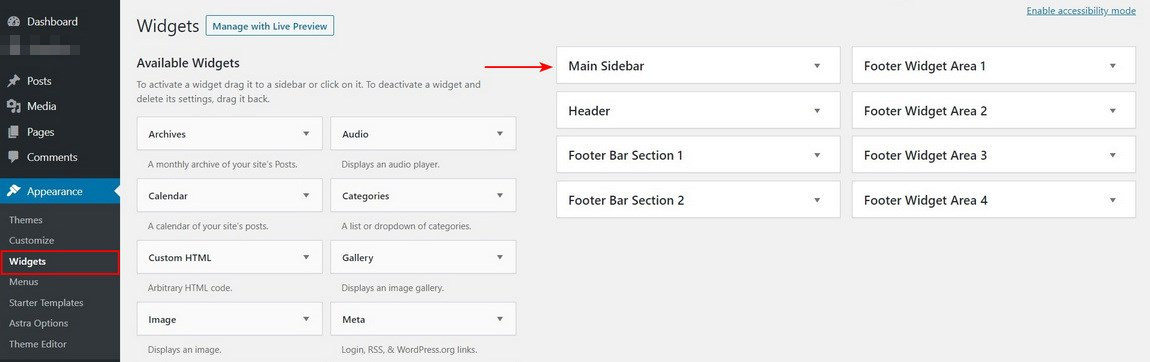 WordPress sidebar and footer widgets