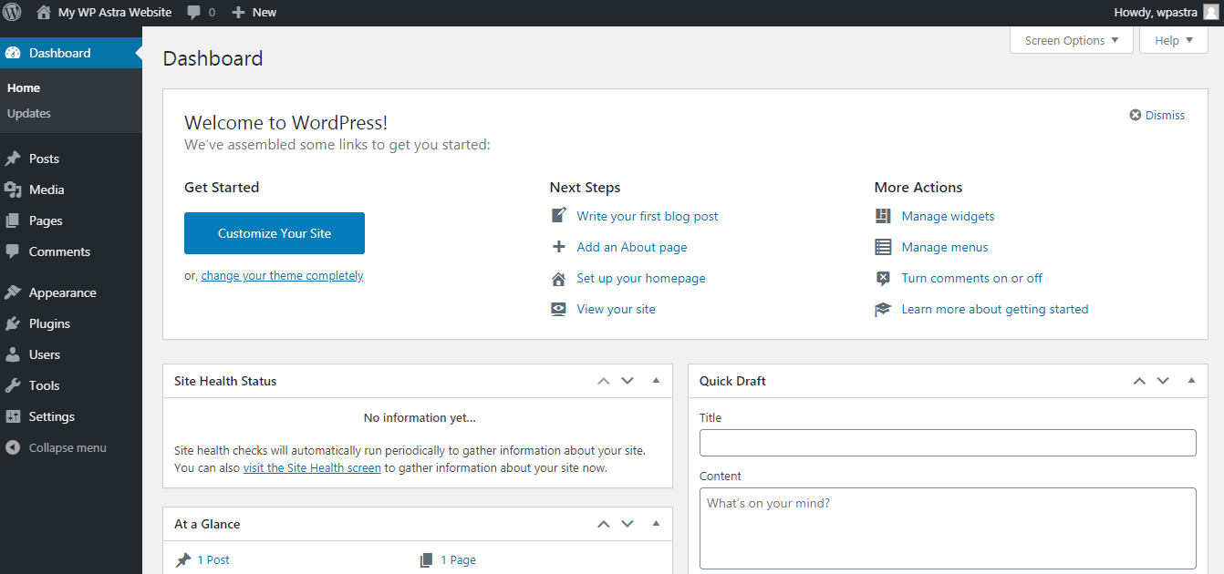 WordPress Dashboard