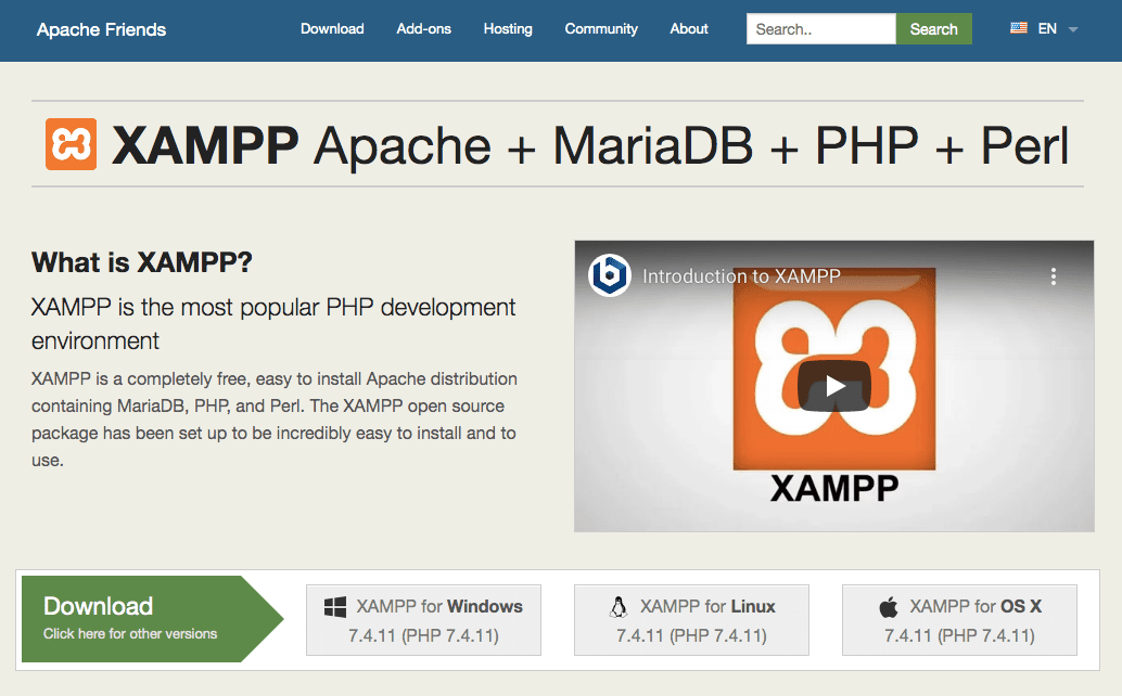 xampp homepage