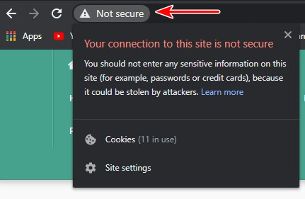 No secure chrome warning