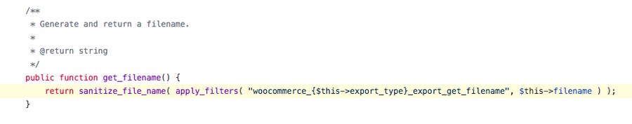 WooCommerce change export file name