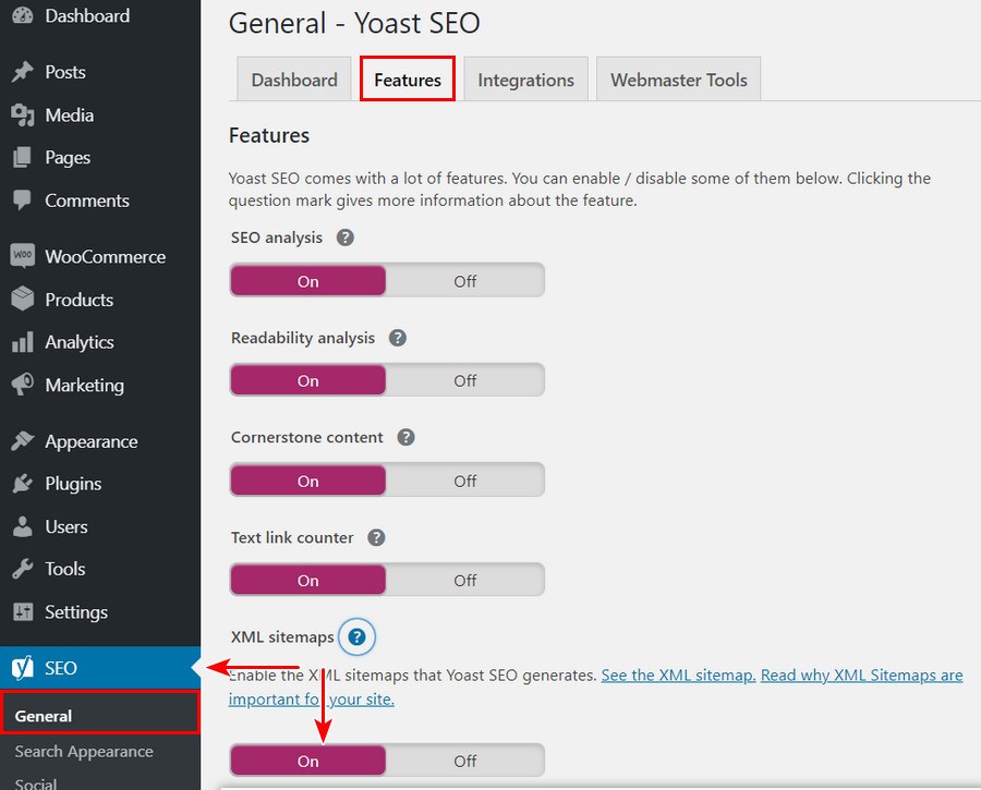 Yoast Enable sitemap