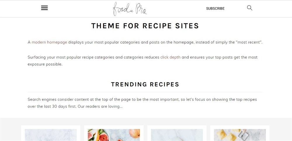 Foodie Pro demo site