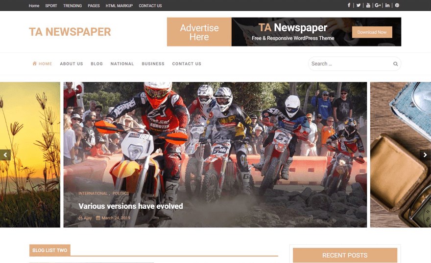 TA newspaper wordpress theme