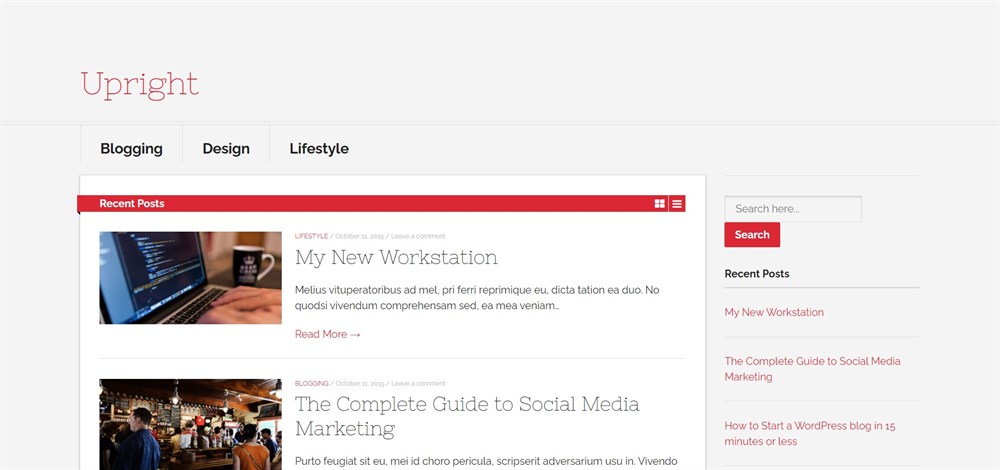 Upright minimal wordpress theme