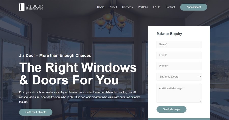 Windows & Doors Services gutenberg website