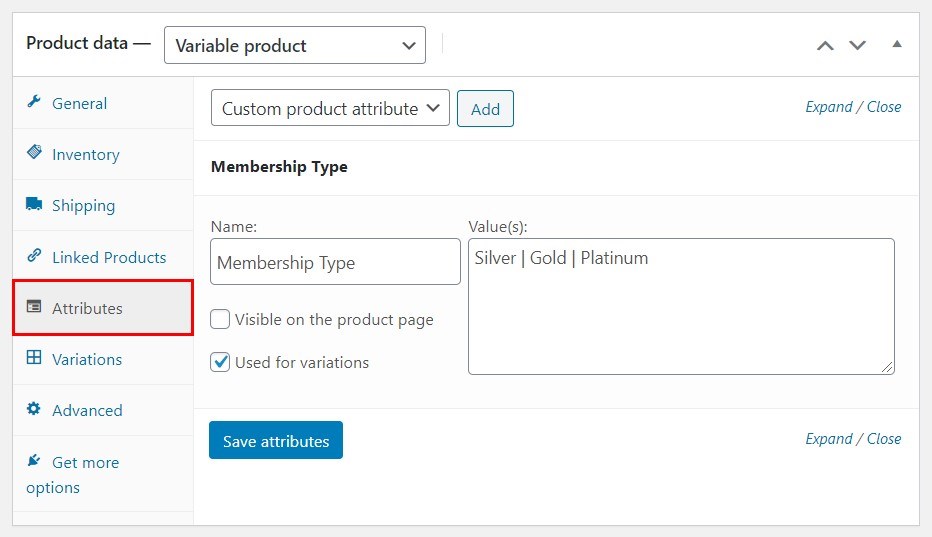 WooCommerce membership attributes