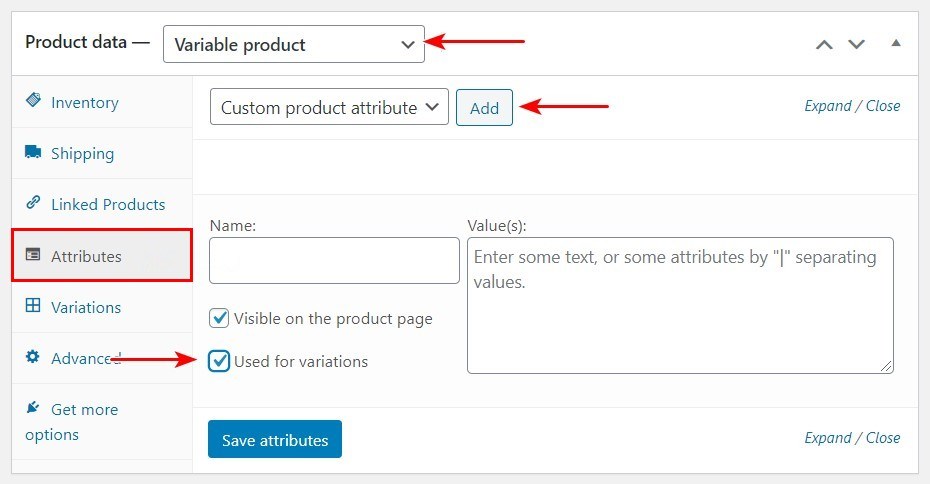 WooCommerce variable product