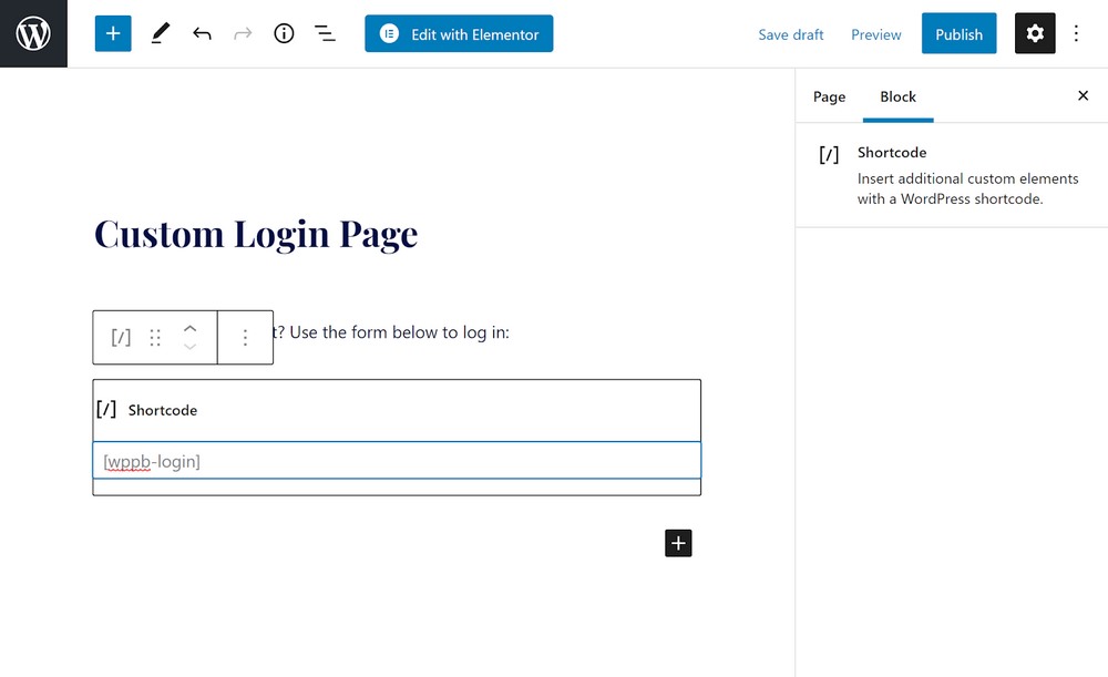 WordPress login shortcode