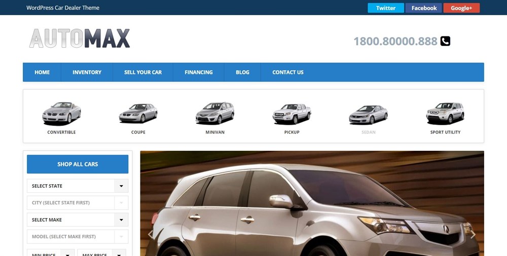 Automax WordPress theme for car dealer