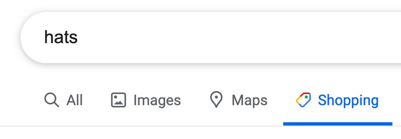 Google shopping tab