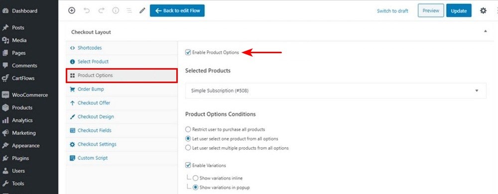 LMS product options