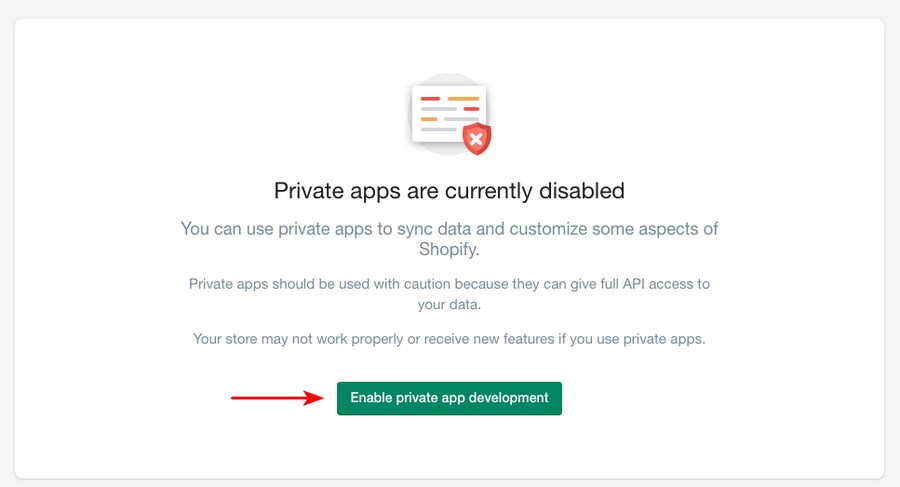 Shopify private apps