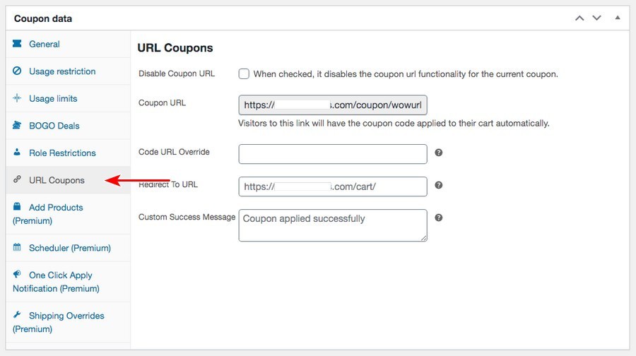 WooCommerce URL coupon setting