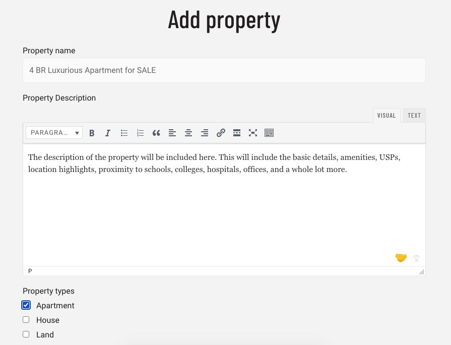 Add property details