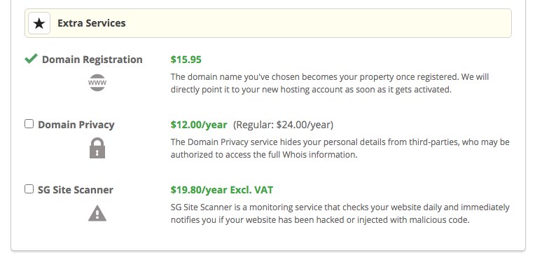 SiteGround extra services
